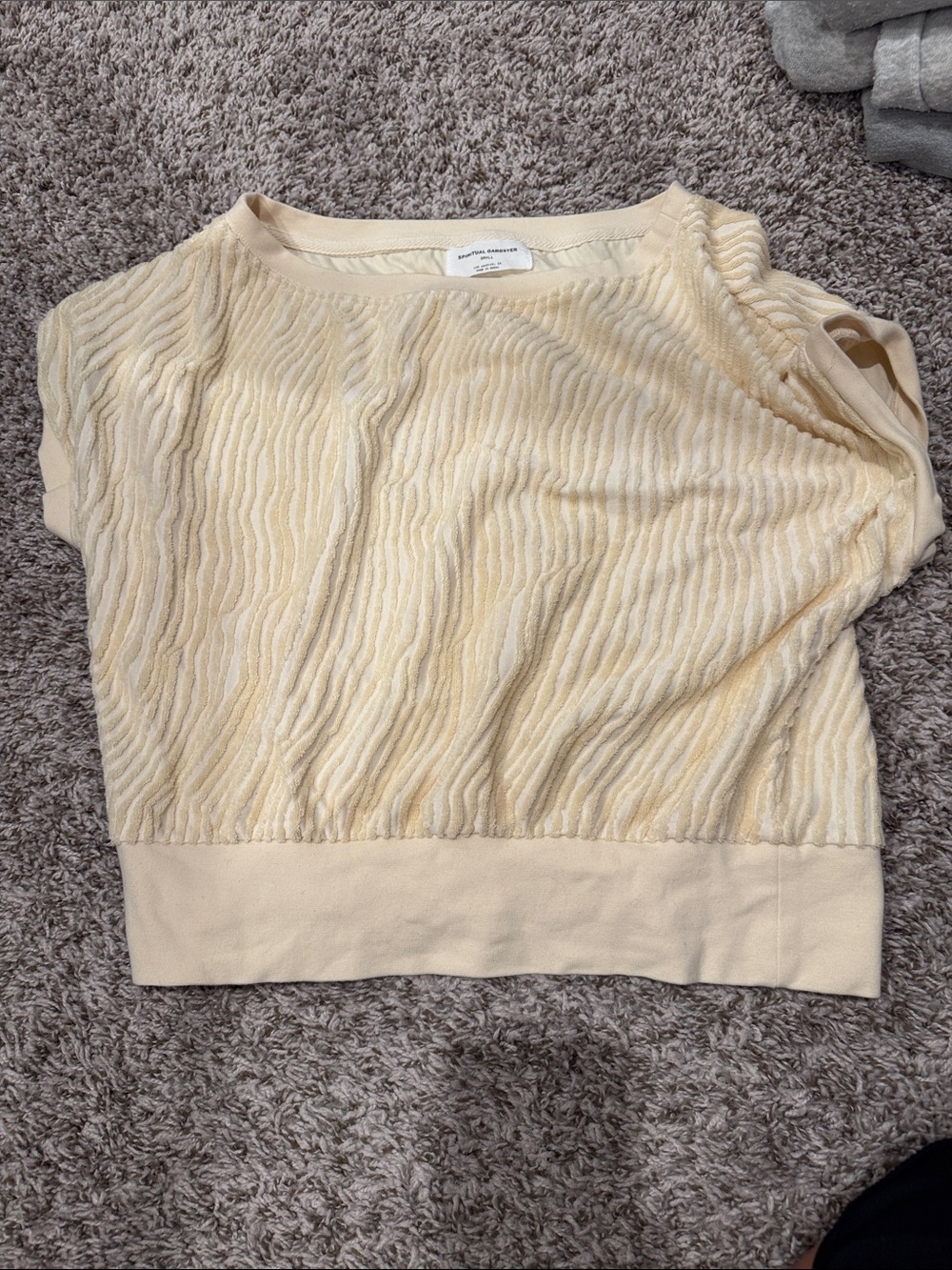 NWOT Spiritual Gangster Cream Textured Girls Sweatshirt Top